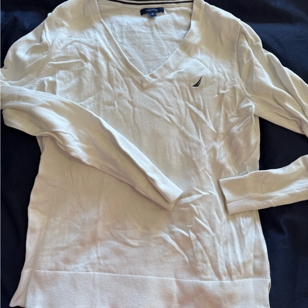 Nautica Women's V-Neck Sweater - Cream